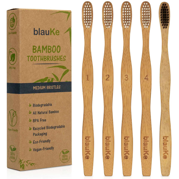 Aptisus Bamboo Toothbrush Set – 5-Pack, Eco-Friendly