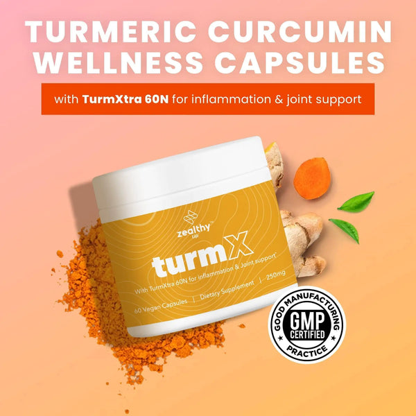 Turmeric Supplement 250 mg per capsule, supports joints, immunity, brain, and skin.