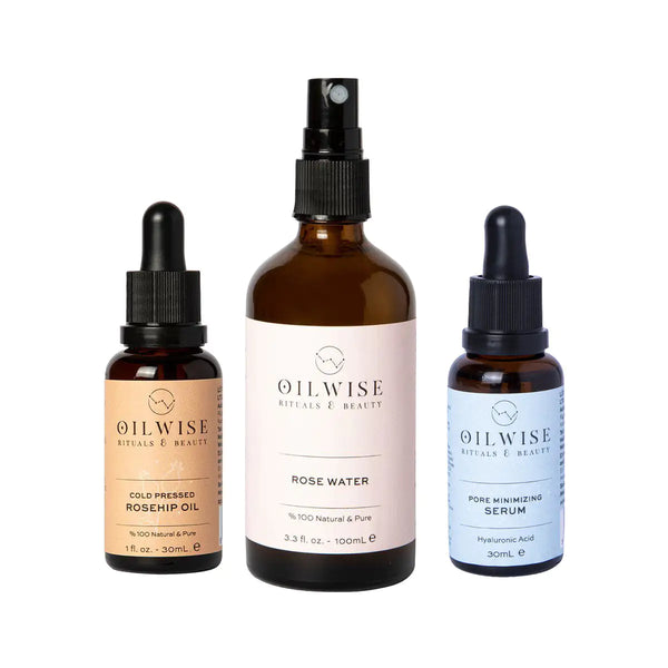 Oilwise Anti-Blemish Moisturizing Kit, reduces blemishes and hydrates skin.