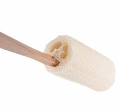 Natural Loofah Bath Brush with Long Handle, exfoliates and refreshes skin.