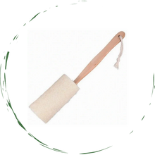 Natural Loofah Bath Brush with Long Handle, exfoliates and refreshes skin.